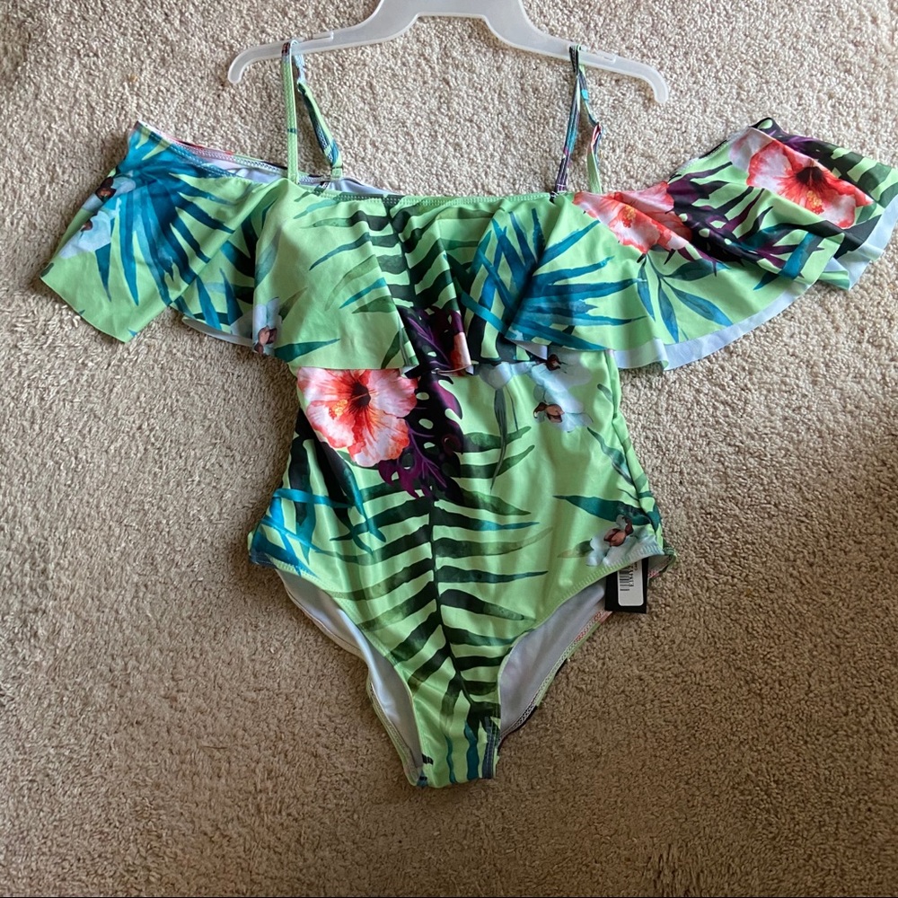 New WITH TAGS Floral Green One-Piece Bathing Suit